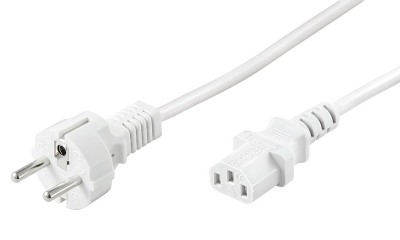 Câble d'Alimentation [Schuko-connecteur droit – C13 coupler droit]  5,0m blanc