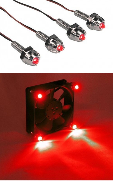  LED-Lüfter-Schrauben 4 Stk verchromt rot