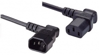 Power extension cable [IEC 14 plug right angled– 1x IEC 13 socket left angled] 0.4m black
